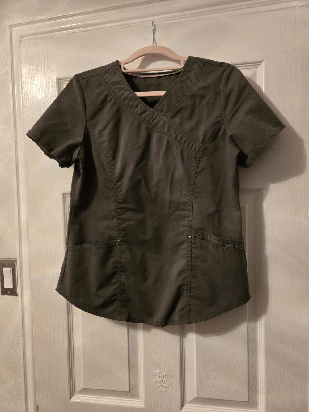 Scrubstar Olive Green V-Neck Short Sleeve Scrub Top